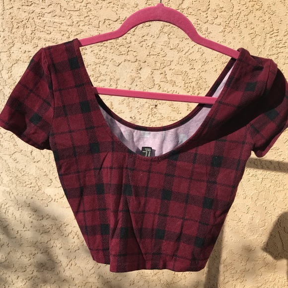 Red Plaid Crop Top - Picture 5 of 5